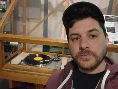 Jordan Cook in Trent Radio's Studio A.