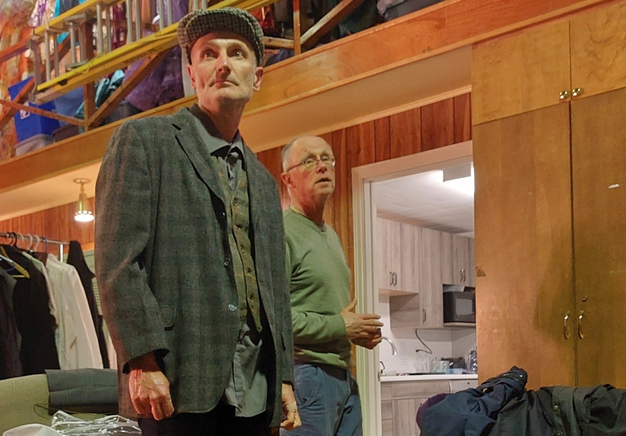 Actor Paul Baines and Director Gerry McBride at a costume fitting session